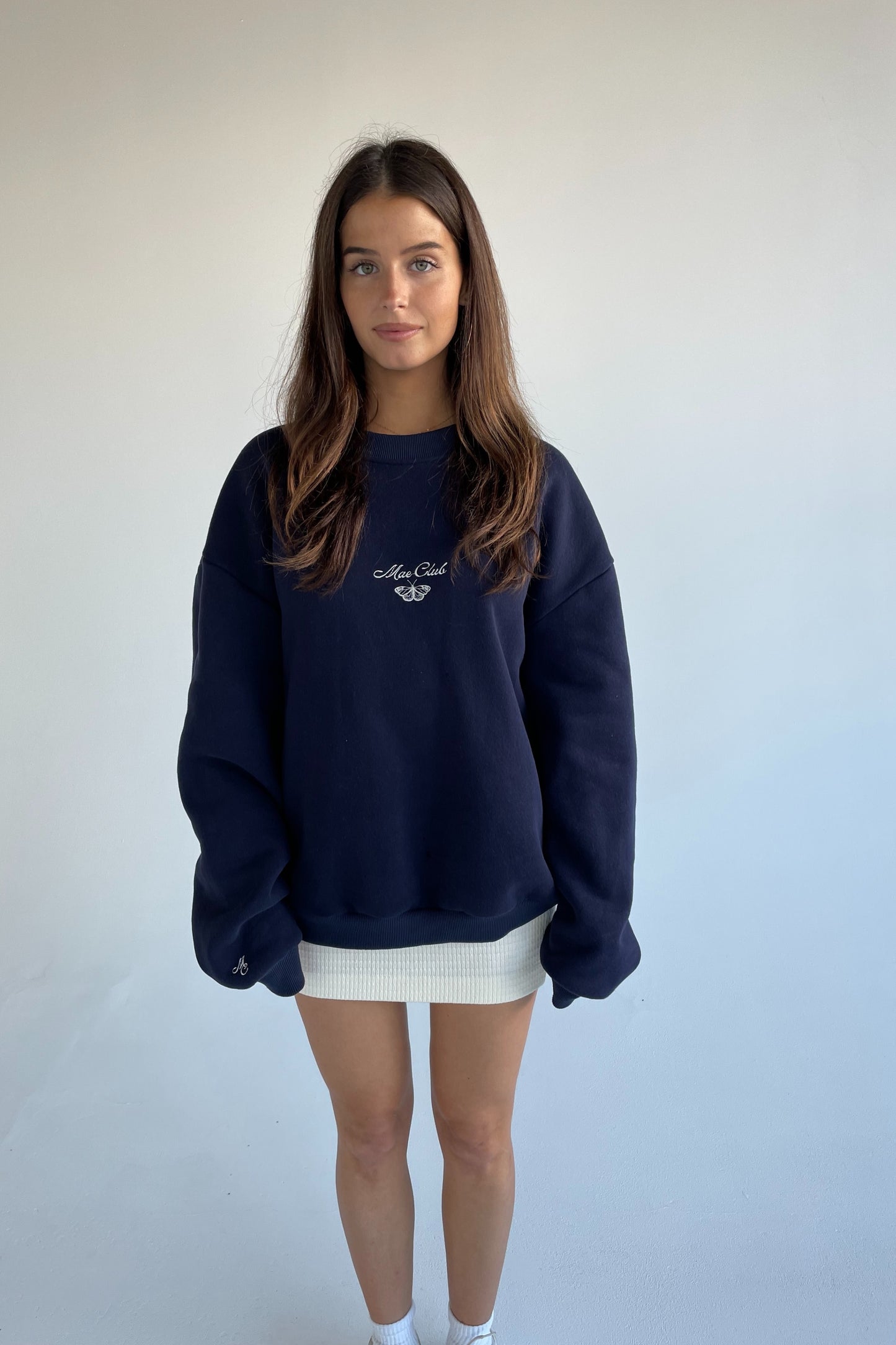 Butterfly Embroidered Sweatshirt | Navy