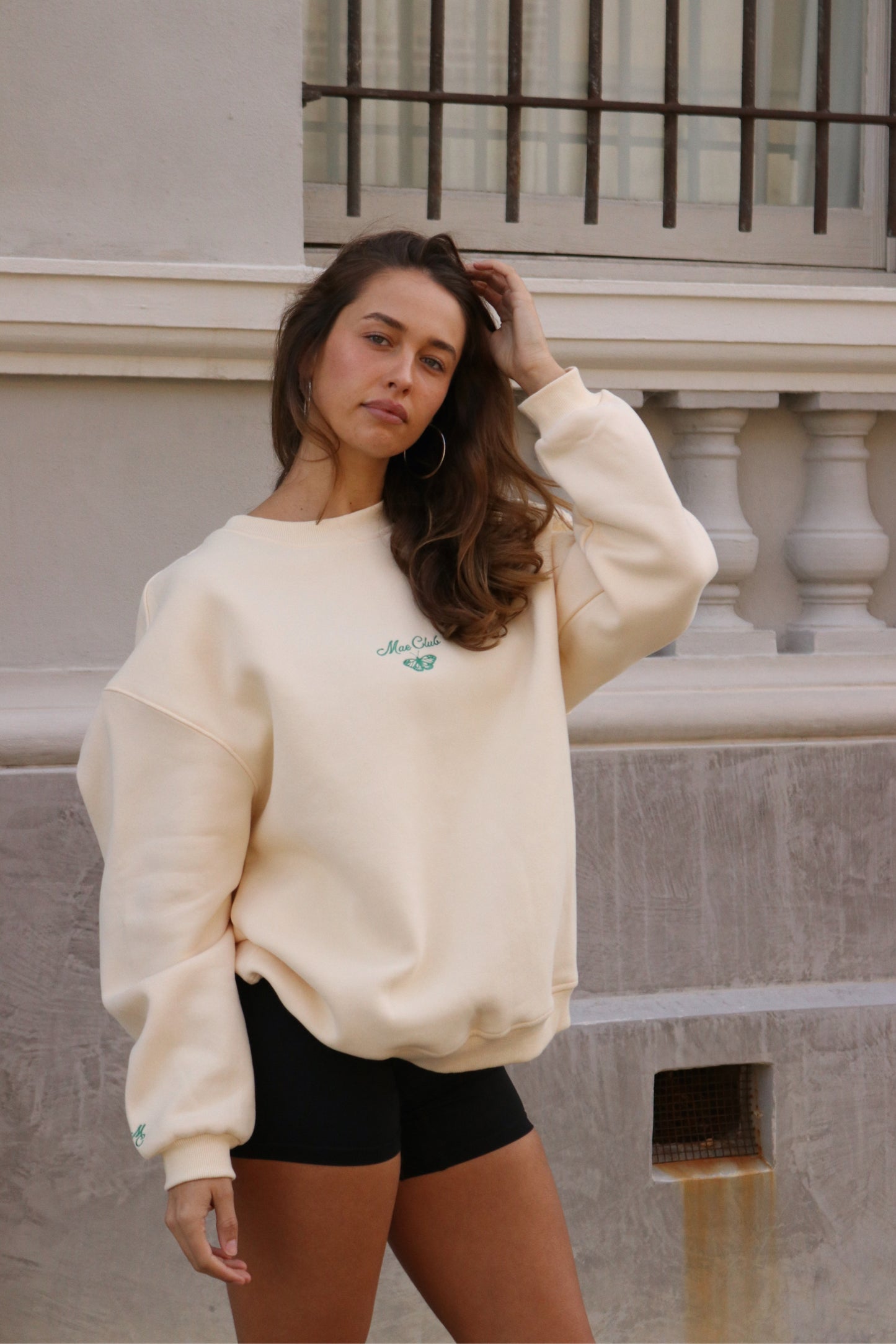 Butterfly Embroidered Sweatshirt | Cream
