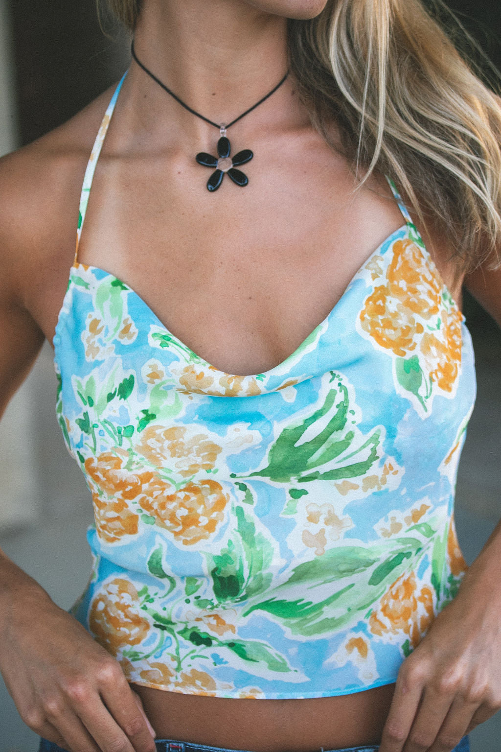 Rosie Bias Top | Tangerine Silk