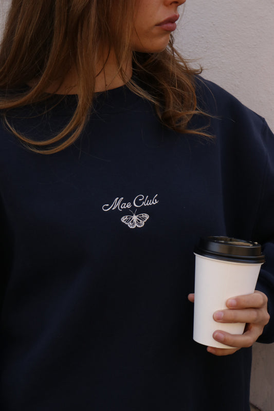 Butterfly Embroidered Sweatshirt | Navy