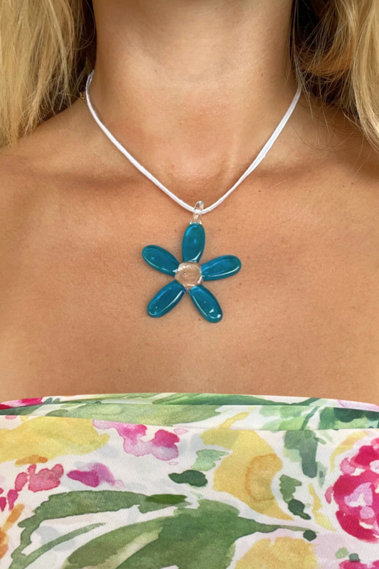 Daisy Pendant Necklace | Aqua