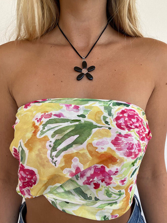 Daisy Pendant Necklace | Black